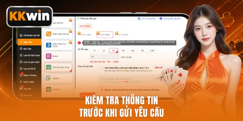 Kiểm tra thông tin trước khi gửi yêu cầu